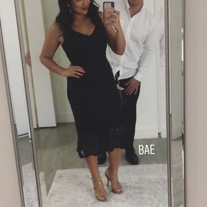 Navy Blue Lace Midi Dress